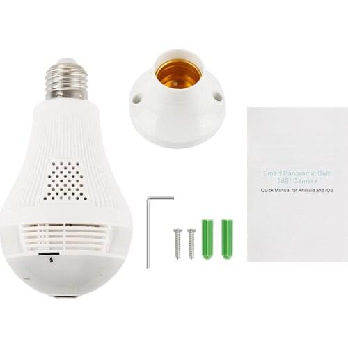 Panoramic 360 Degree Wireless Wifi Bulb Camera Mini Wireless Home Security Wifi 1080P Light Bulb Monitor With LED Lighting