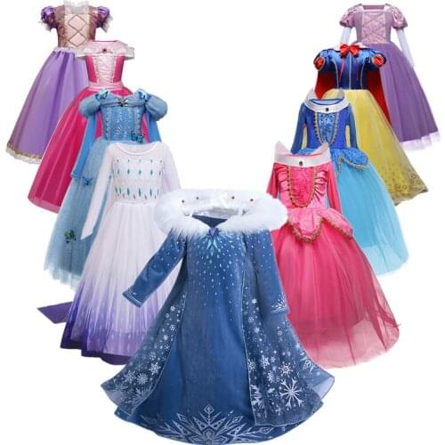 Girls Dress Kids Halloween Carnival Cosplay Princess Costume Children Christmas Party Fancy Dress Up Snow Queen Disguise