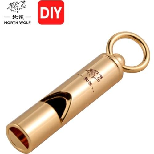 Genuine Survival Whistle Emergency Camp EDC Tool Outdoor Gear Camping Brass Volum Plated 18K Gold Engraving