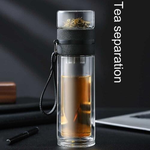 Transparent Glass Tea Cup Portable Water Tea Bottle with Separate Cup High Temperature Creative Water Cup Travel Coffee Mug