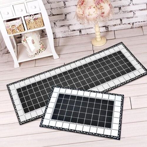RAYUAN Flannel Plush Soft Floor Mats Door Mat Long Carpets Grid Anti-slip Doormat Rug Kitchen Bath Hallway Decor
