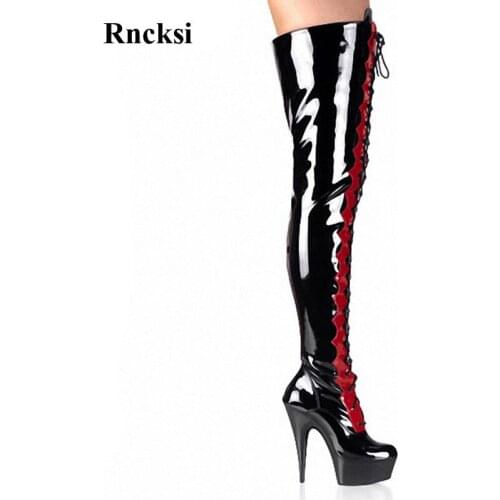Rncksi Women Over The Knee Boots Sexy Close Toe 15cm High Heels Boots Night Club Party Pole Dancing Girl Shoes Boots