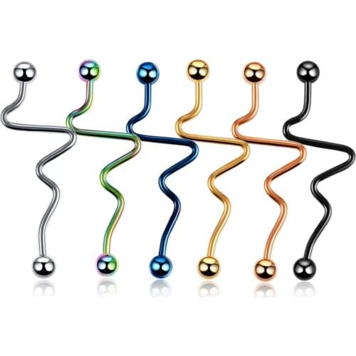 1PC Surgical Steel Twist Spiral Industrial Babrll Earring Piercing Belly Rings Nombril Ombligo Earring Ear Piercing Jewelry 14g