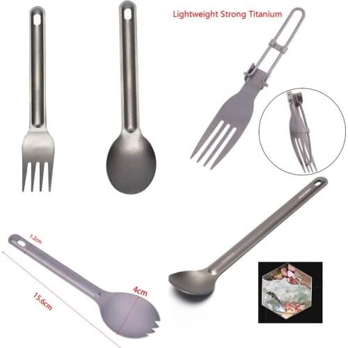 Titanium Spoon/Fork Camping Spoon Outdoor Tableware Long-handled Titanium Spoon