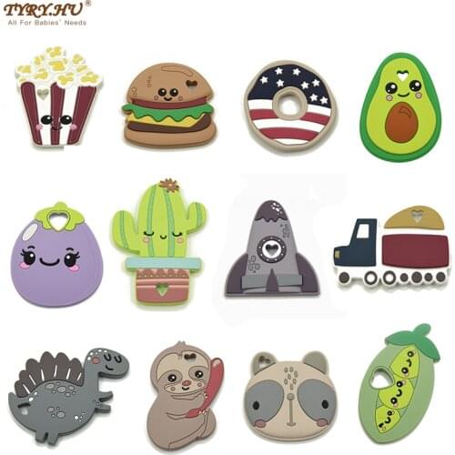 TYRY.HU New Cartoon Avocado Silicone Teether BPA-Free Baby Chewing Molar Teething Toys Baby Pacifier Chain DIY Accessories