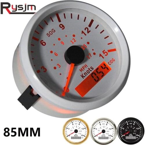 Universal 85mm(3-3/8'') Boat GPS Speedometer Speedo Gauge 15Knots 0-17 MPH For Marine Yacht Vessel Car Gauges 9-32V