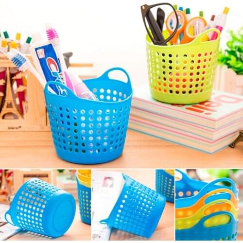 Y1UU Plastic Office Desktop Storage Baskets Makeup Organizer Trash Bin Garbage Can