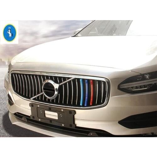 Yimaautotrims Tricolor Accessories Front Grille Grill Inserts Racing Grille Cover Trim Fit For VOLVO S90 2017 2018 2019 Plastic