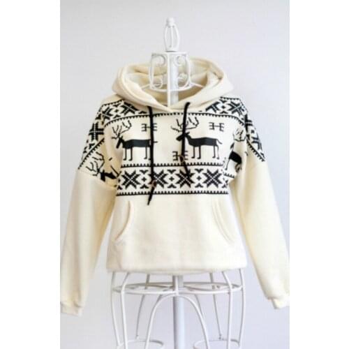 Hooded Hedging Female Deer Cashmere Loose Spot hoodies