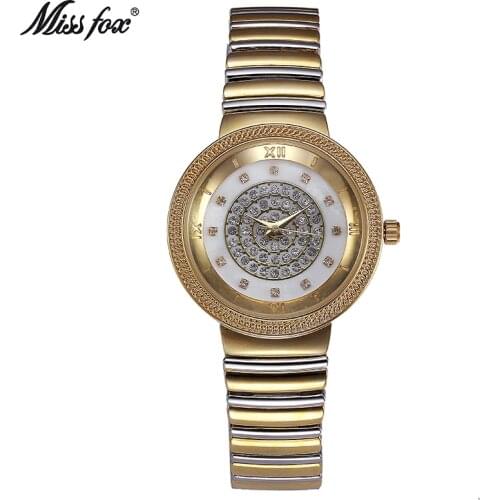 Miss Fox Women Gold Watches Fashion Brand Rhinestone Japan Movement Small Metal Watch lady Bracelets Carnaval Imported Kol Saati