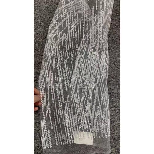 10 yards AS02# April LACE Collection 2021 stock silver shining glitter offwhite tulle bridal lace For sewing wedding dress