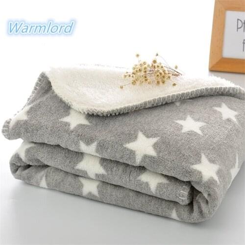 100X150cm thick extra big winter kids blanket grey star super soft toddler baby blanket bedding quilt swaddle back seat blanket