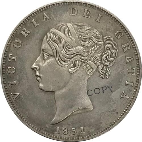 1851 United Kingdom 1/2 Crown Victoria Cupronickel Plated Silver Collectibles Copy Coin