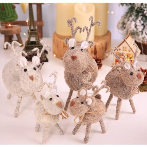 2021 Christmas Simulation Deer Christmas Creative Wool Felt Handmade Deer Doll New Christmas Decoration Ornaments Cute Deer wd11
