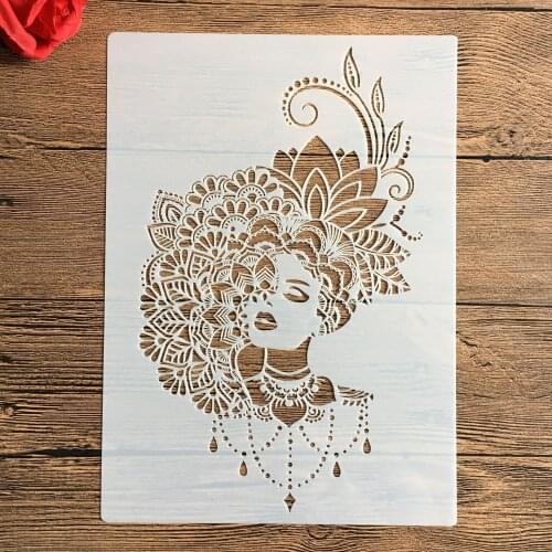 A4 29 * 21cm girl Mandala DIY Stencils Wall Painting Scrapbook Coloring Embossing Album Decorative Paper Card Template