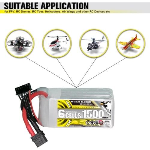 CODDAR 1500mAh 6S 140C 22.2V LiPo Battery Pack With XT60 Plug For Beta95X FPV Racing Drone Helicopter RC Quadcopter Parts