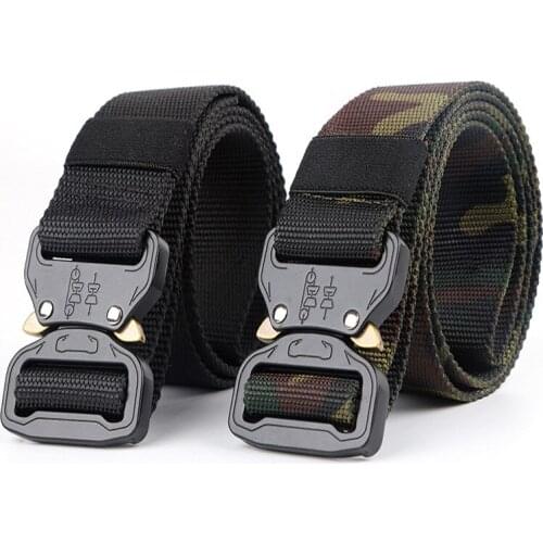 Army Tactical Belt Nylon Military Belt Wide Metal Buckle Adjustable Heavy Duty Waist Belt Hunting Camping Training Accessories