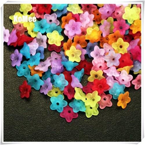 Free Shipping Wholesale Acrylic Beads 1000pcs/lot Multi color Flower Frosted Acrylic Beads 10x4mm small Flower Beads