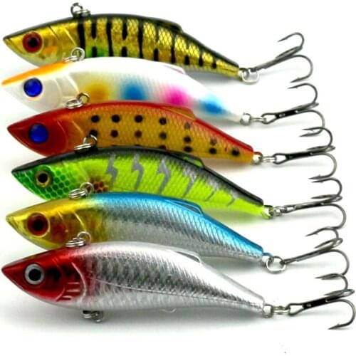 Big Sale 6pcs Artificial VIB Fishing Bait Hard Plastic Vibration Lure With 6#Hooks 3D Fish Eye Fishing Wobblers 8cm 11.8g