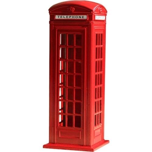 British Telephone Booth Model Piggy Bank Iron Mailbox Children Piggy Bank Small Decoration Creative Gift Figurine