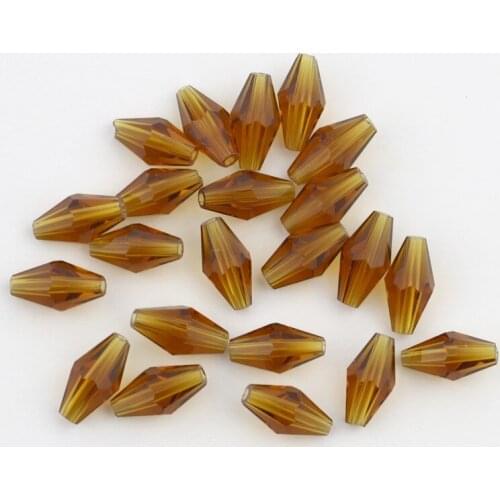 Free Shipping 50pcs/lot Brown Glasses Double Cones Bicone Beads 6x11mm Facted Crystal Beads for DIY Jewelry Pendant Materials