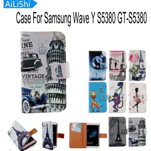 AiLiShi Cartoon Cover Skin Pouch With Card Slot Optional Painted PU Leather Case Phone Case For Samsung Wave Y S5380 GT-S5380