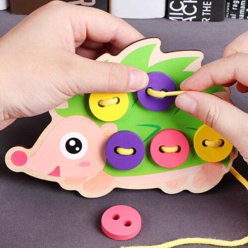 Children Cartoon Hedgedog Dress Manual Threading Sewing Board Games Toys Kid early education toy