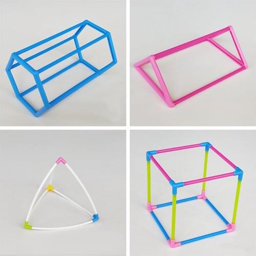 DIY Math Shape Building Construction Kit Teaching Aids Kids Math Toy w/ Box