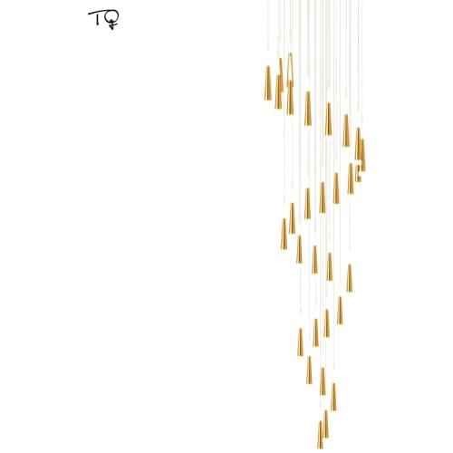 Nordic Modern Atmosphere Rotating Long Chandelier Lighting Led Meteor Light Stair Duplex Building Villa Living Room Dining Room