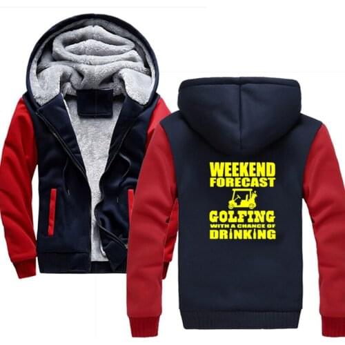 HOT WEEKEND FORECAST COLFING Coat Hooded Brand Casual Zipper Thicken Velvet moleton Man Tracksuit Jackets Parkas Inner Wool