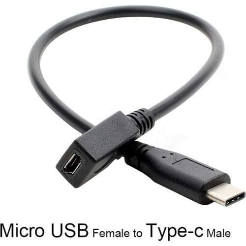 Micro USB Female To USB-C 3.1 Type-c Male Converter Cable Adapter OTG Connector Cable 27cm