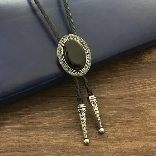 Western cowboy poirot tie natural agate metal tie with a personalized suit and tie