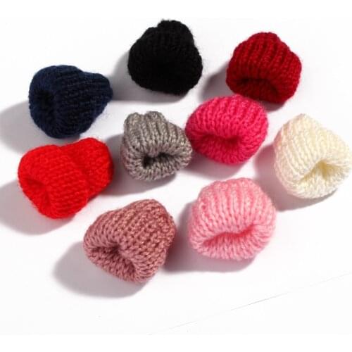 120PCS Mini Sweet Knitting Wool Flower Candy for Kids Hair Accessories Newborn Handmade Cute Woolen Yarn Hat for Women Clothing