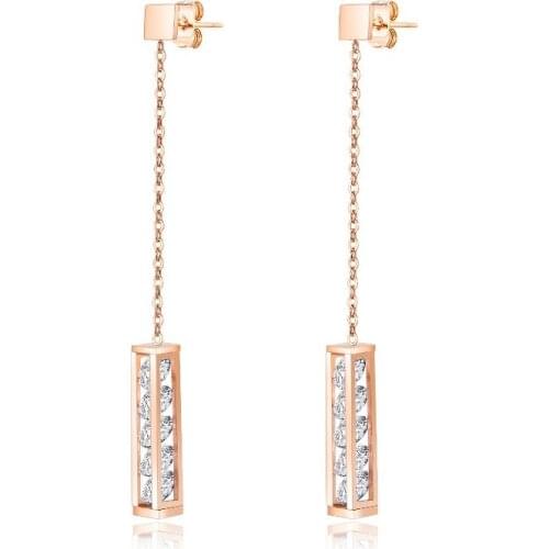 Fashion Earrings For Women Jewelry Girl Earring Party Wedding Rose Gold AAA Zircon Drop Earrings Cute Ladies Drop Earrings