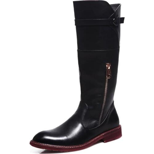 Mens Cowboy Riding Boots New 2021 Mid Calf Men Shoes Leather Short Boots Waterproof Military Boots Man Winter SHoes