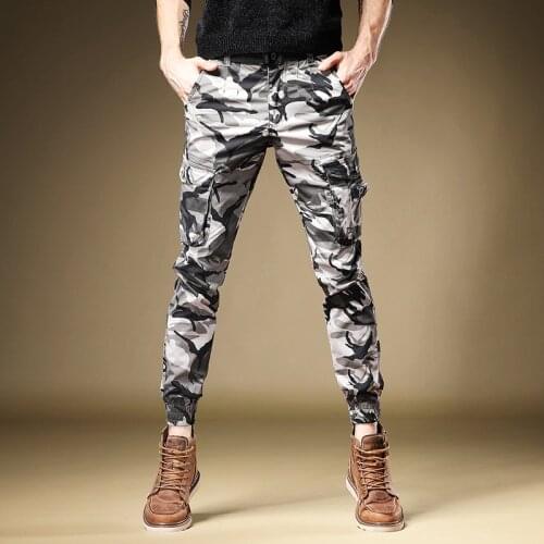Men Military Tactical Pants Fashion Streetwear Cotton Camouflage Loose Cargo Trousers