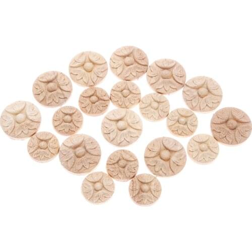 2pcs 3/4cm Woodcarving Corner Decal Wooden Figurines Crafts Corner Appliques Frame Wall Door Furniture Woodcarving Decorative