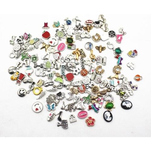 New Arrival 50pcs/lot Alloy Floating Charms Fit Living Glass Floating Lockets Accessory Charms Bracelet DIY Jewelry