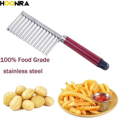 HOONRA Stainless Steel Potato Chip Knife Frech Fry Cutter Commercial Cutter Slicer Kitchen Vegetable Chip Knife Cooking Tools