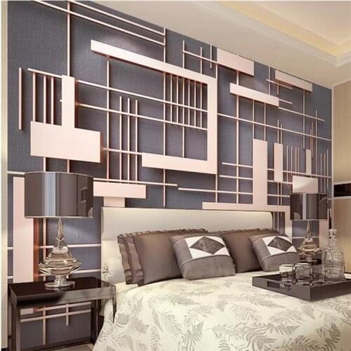 Beibehang Wallpaper custom 3d retro rose gold square cloth pattern mosaic living room bedroom sofa TV background wall Wallpaper