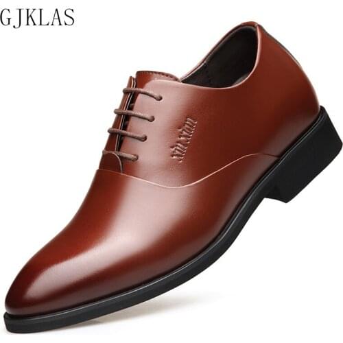 Elevator Shoes for Men Formal Wedding Shoes Man Black Brown Dress Leather Oxford Shoes Elegant Lace Up Office Mans Formal Shoes