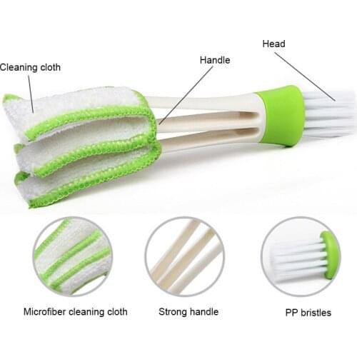 Portable Double Ended Car Air Conditioner Vent Slit Cleaner Brush Instrumentation Dusting Blinds Keyboard Cleaning Brush