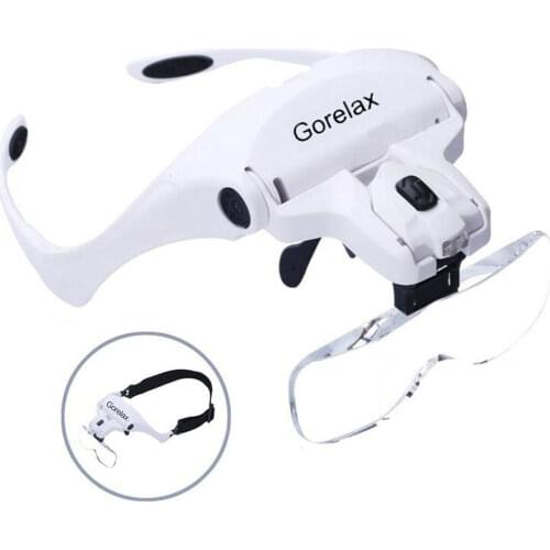 Headband Magnifier Glasses With LED Light Head Mount Magnifier Hands Free Reading Magnifying Glasses for Jeweler Loupe Craft