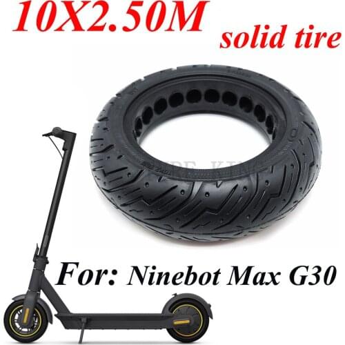 10x2.50M Solid Tire for Xiaomi Ninebot Max G30 Electric Scooter 10 Inch 60/70-6.5 Upgrade and Replace Explosion-proof Tyre