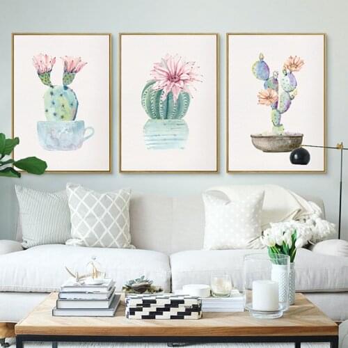 Nordic Decoration Green Plant Canvas Painting Cactus Wall Art Posters and Prints Decorative Picture for Living Room Home Decor