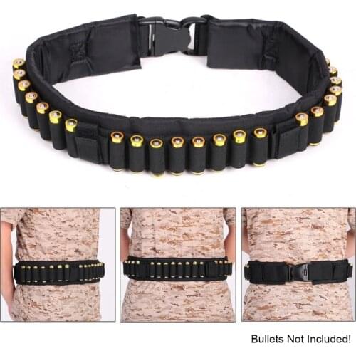 Tactical Waist Support 28 Round Adjustable Shotgun Shell Belt Bandolier Pouch for 12GA Ammo