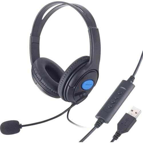 Telephone Traffic Headset USB Wired Noise Cancelling Headset Adjustable Volume E65A