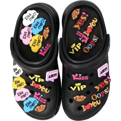 1pcs Shoe Accessories Greetings PVC Bag Apparel Shoe Charms Accessories Sentences Shoe Decoration for Croc Jibz Party Kids Gifts