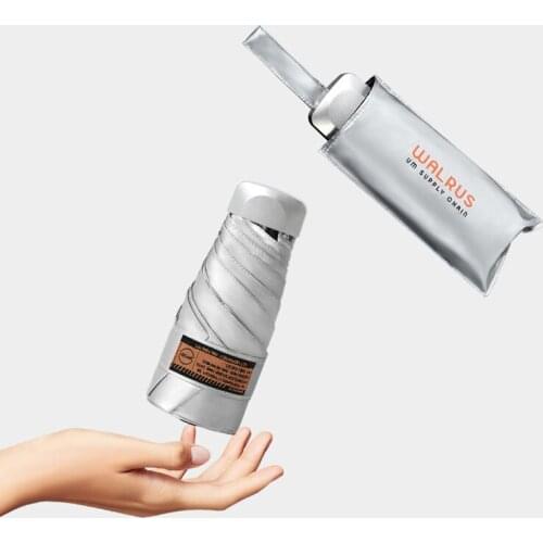 Ultralight Colorful Mini Flat Umbrella Silver Coating Sun Umbrellas Rain Women Folding Clear Umbrella Kids UV Parasol Outdoor