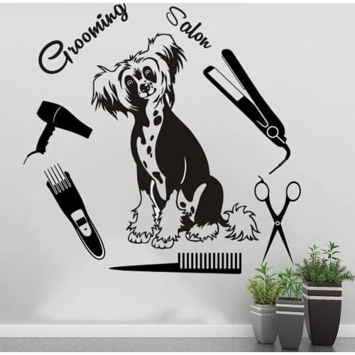 Grooming Salon Pet Shop Dog Sticker Decal Posters Parede Decor Mural Vinyl Wall Art Decals ov103
